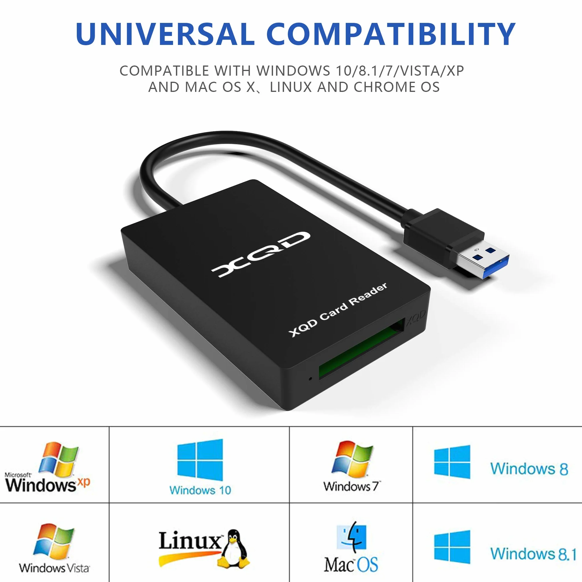 CATECK Karty XQD z serii M i G, czytnik kart urządzeń 5 GB/s USB 3.0, kompatybilne z systemami Mac OS i Windows