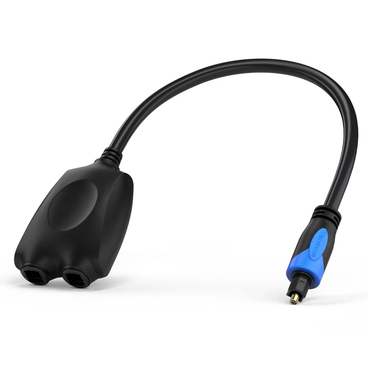 BlueRigger Cyfrowy optyczny rozdzielacz audio 1 x 2 (rozdzielacz Toslink 1 w 2 wyjścia, obsługa LPCM2.0, Dolby Digital, DTS 5.1) - do kina domowego, Xbox, PS5, odtwarzacza DVD, telewizora, odbiornika