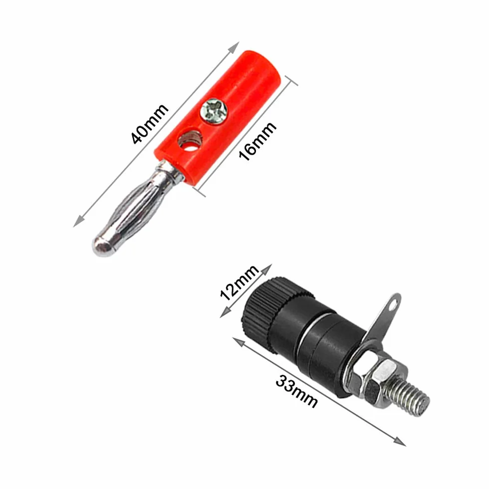 20 par 4 mm Zestaw wtyczek bananowych, niklowana wtyczka bananowa i gniazdo bezpieczeństwa, do głośników, odbiornika audio/wideo (czerwony, czarny)