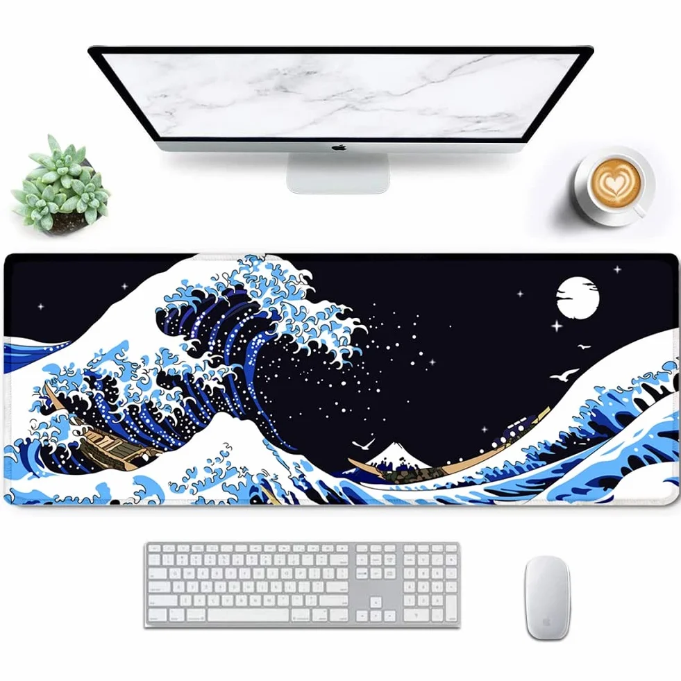 Podkładka pod mysz XXL 800x300 mm Gamingowa czarna wodoszczelna antypoślizgowa szyte krawędzie