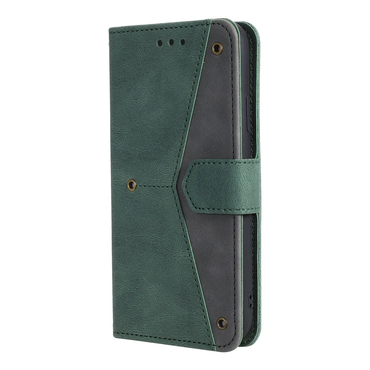 LTL Etui na telefon do iPhone 13 Mini/13/13 Pro/13 Pro Max, wysokiej jakości skórzane etui z klapką, etui z przegródkami na karty, podpórka, magnetyczne zamknięcie, zielony, 13 6,1 cala
