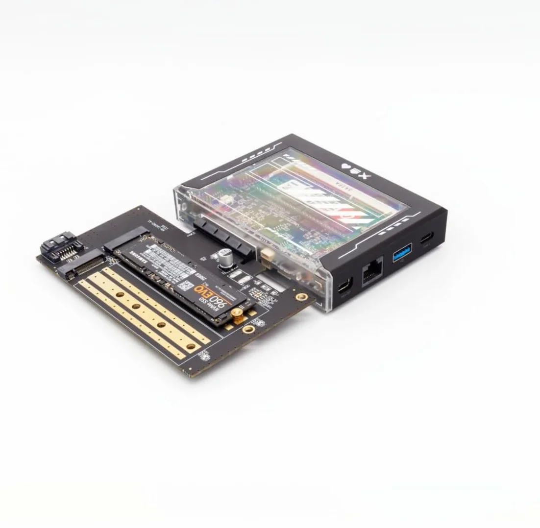 ZimaBoard Karta adaptera Dual M.2 NVME SSD 32 Gb/s M Key PCIe 4.0 x4 do serwera ZimaBoard, komputera stacjonarnego, obsługuje kartę rozszerzeń SATA 6 Gb/s NGFF B Key bez radiatora