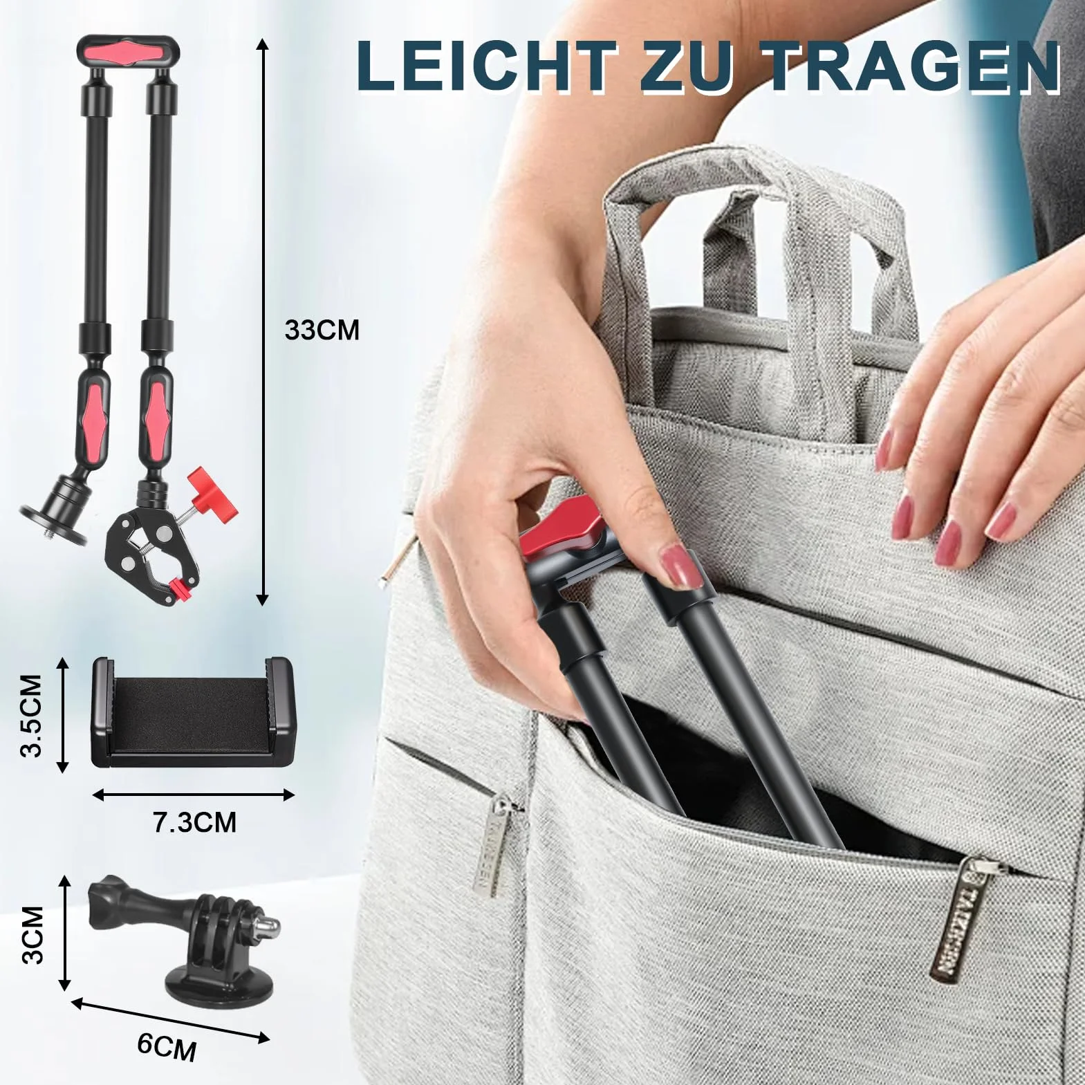 Magic Arm mit Super Clamp 23''/59 cm, elastyczny 360° uchwyt z zaciskiem 1/4" 3/8", głowica kulowa do kamery
