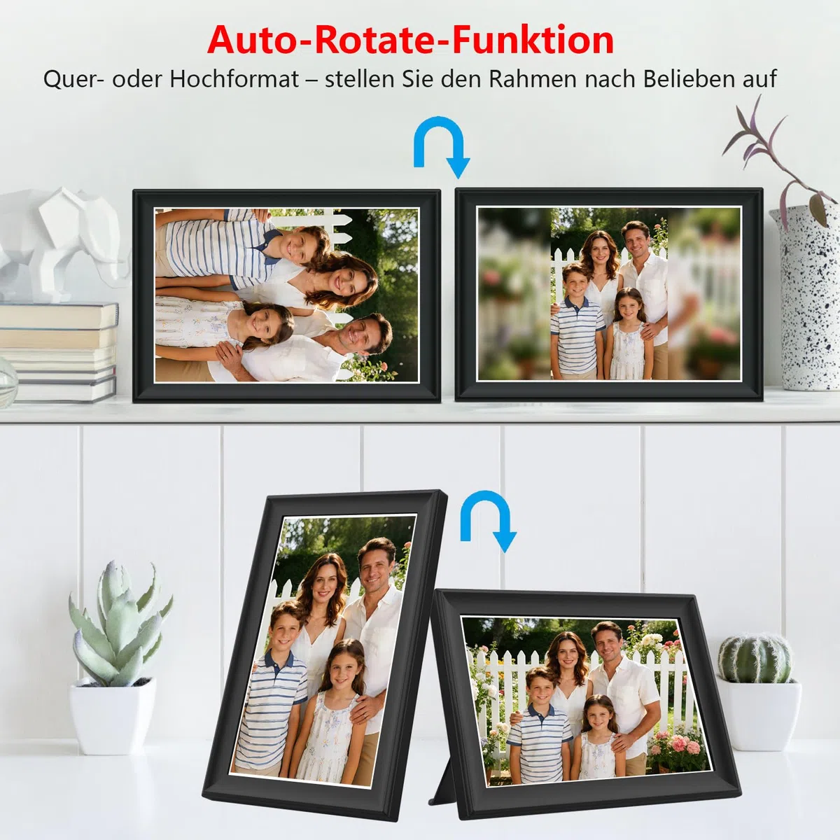 64 GB FRAMEO 10,5 cala cyfrowa ramka na zdjęcia WiFi Smart 1920 x 1280 FHD ekran dotykowy IPS, automatyczne obracanie, obsługa kart SD na dysku USB, 2,4/5 GHz, sterowanie aplikacją za pomocą