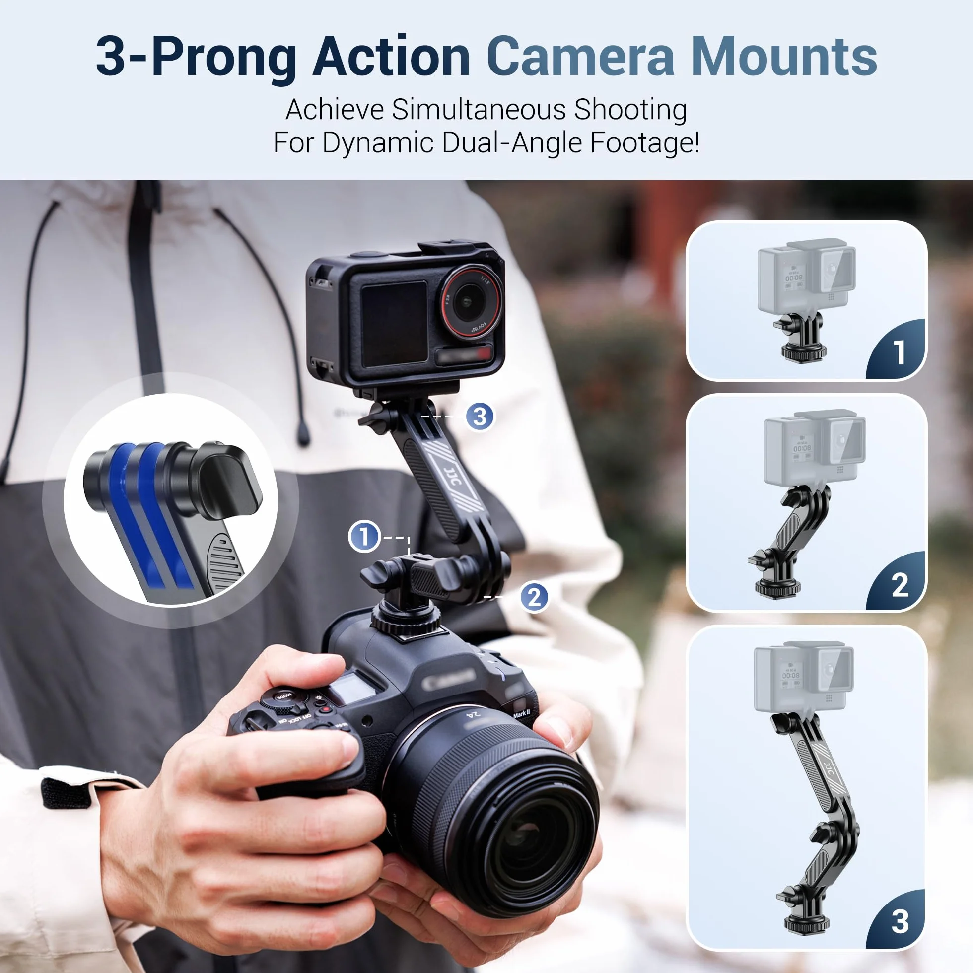 JJC Magnetyczny uchwyt na statyw do telefonu z zimną stopką, śrubą 1/10,2 cm, elastyczny regulowany adapter stojaka do iPhone 16, 15, 14, 13 i Gopro Hero 13, 12, 11, kamer DJI