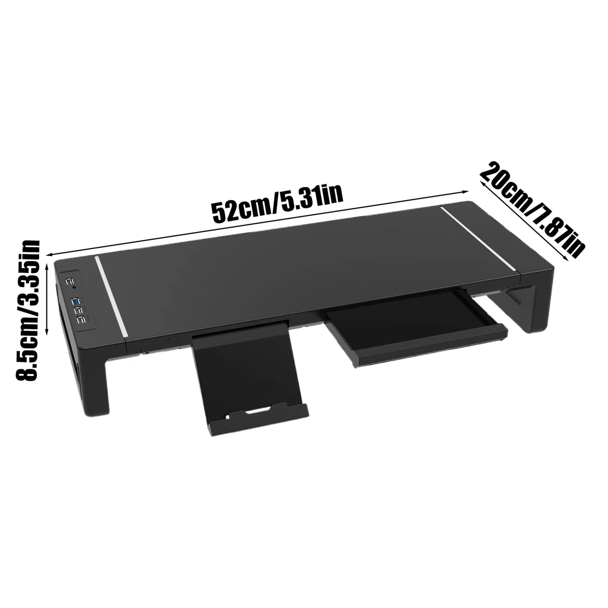 Stojak na monitor, stojak na ekran komputera, 50 cm, szuflada do przechowywania, ergonomiczna konstrukcja oszczędzająca miejsce, składany organizer na biurko do drukarki laptopa, telewizora, biurka