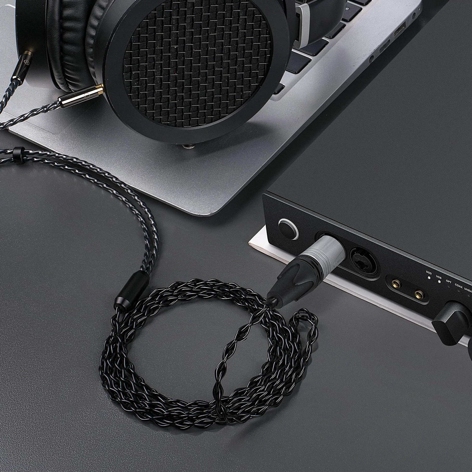 Linkidea Upgrade 6N kabel audiowy dla HIFIMAN Edition XS, SUNDARA, Arya, HE400SE, Ananda, słuchawki Denon AH-D7200, zamienny kabel słuchawkowy (1,5 m/4,9 stóp) (4-polowy złącze XLR)