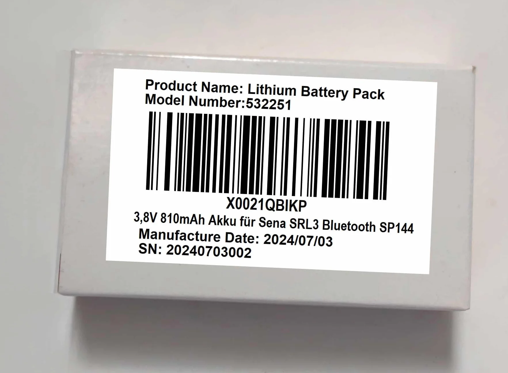 3,8 V 810 mAh akumulator zamiennik do Sena SRL3 motocyklowy system komunikacji Bluetooth, zamiennik akumulatora SP144, bateria Srl3