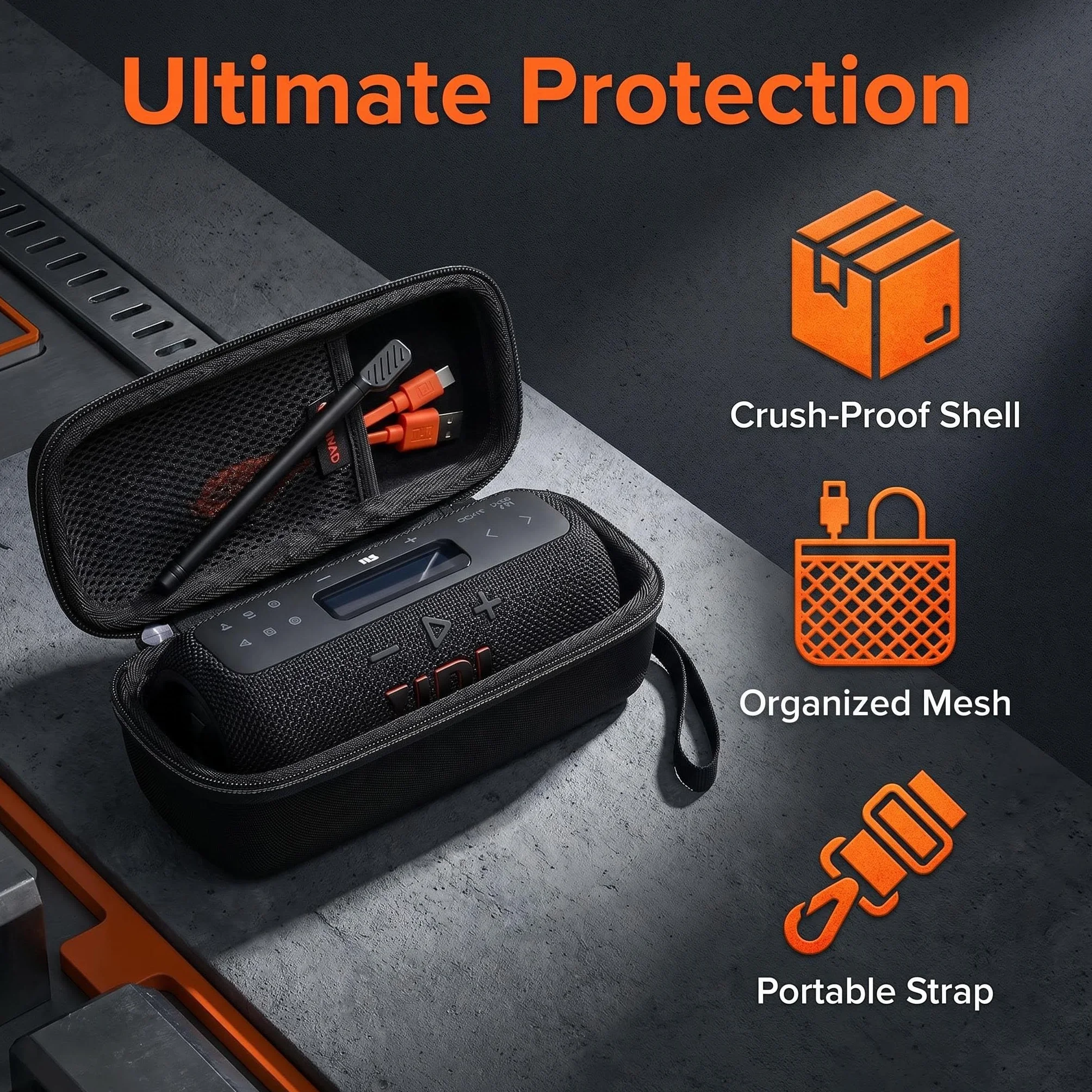 XANAD Twarde etui podróżne do JBL Tuner 2/3, Flip Essential 2/3, Flip 7/6 Bluetooth Speaker - Wodoodporny przenośny pokrowiec ochronny (czarny)