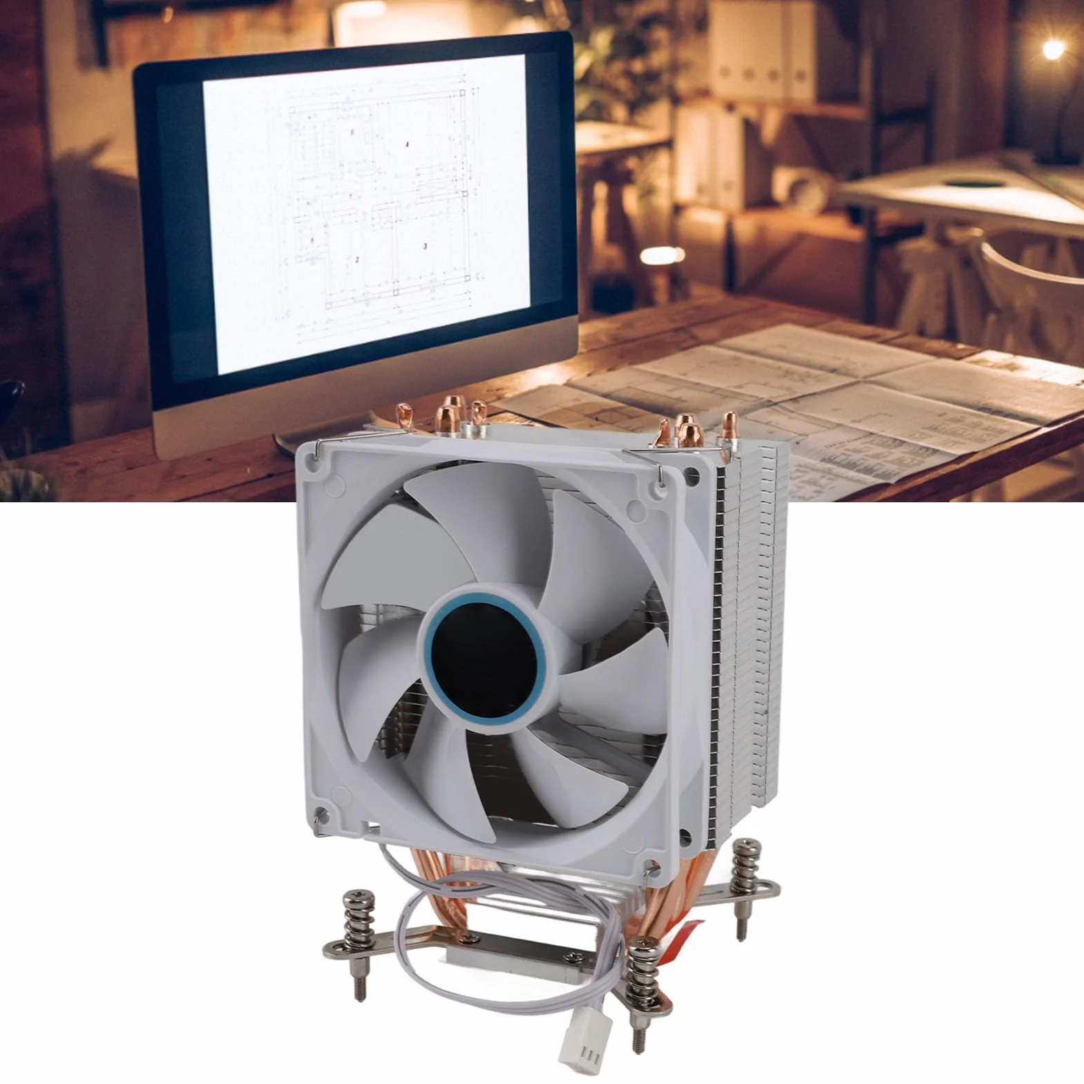 Chłodnica Procesora z 4 Rurkami Cieplnymi, Doskonałe Chłodzenie, Cicha Praca, łatwa Instalacja, Odpowiednia dla LGA 775 1150 1151 1155 1156 1200 1700 1356 1366