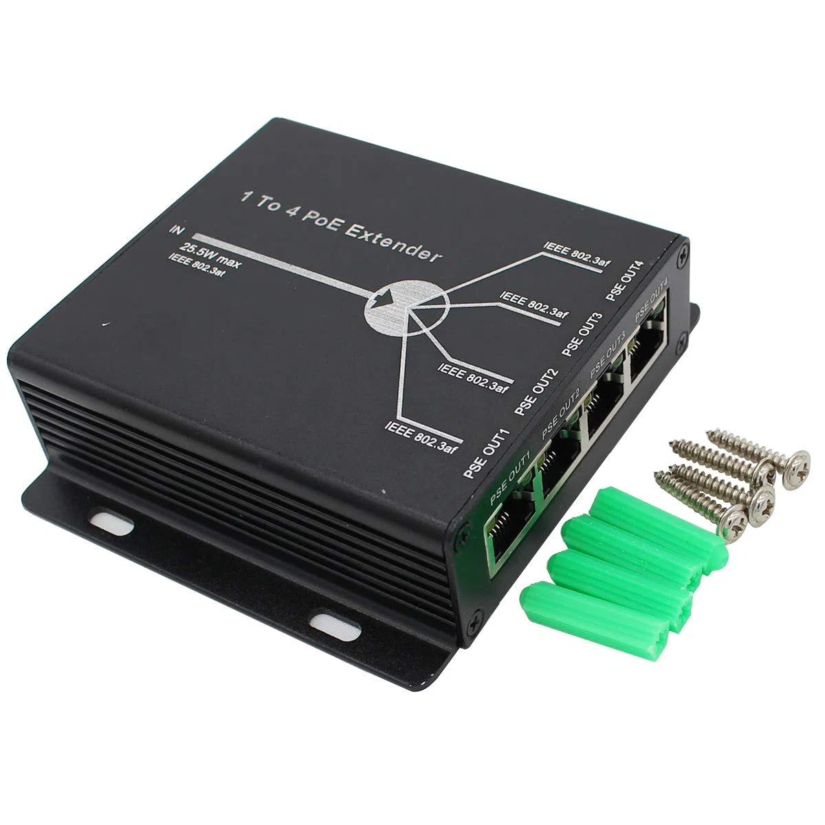 POE Przedłużacz RJ45 4-portowy 10/100M IEEE802.3at (Power AP, kamera IP, telefon IP i inne urządzenia sieciowe