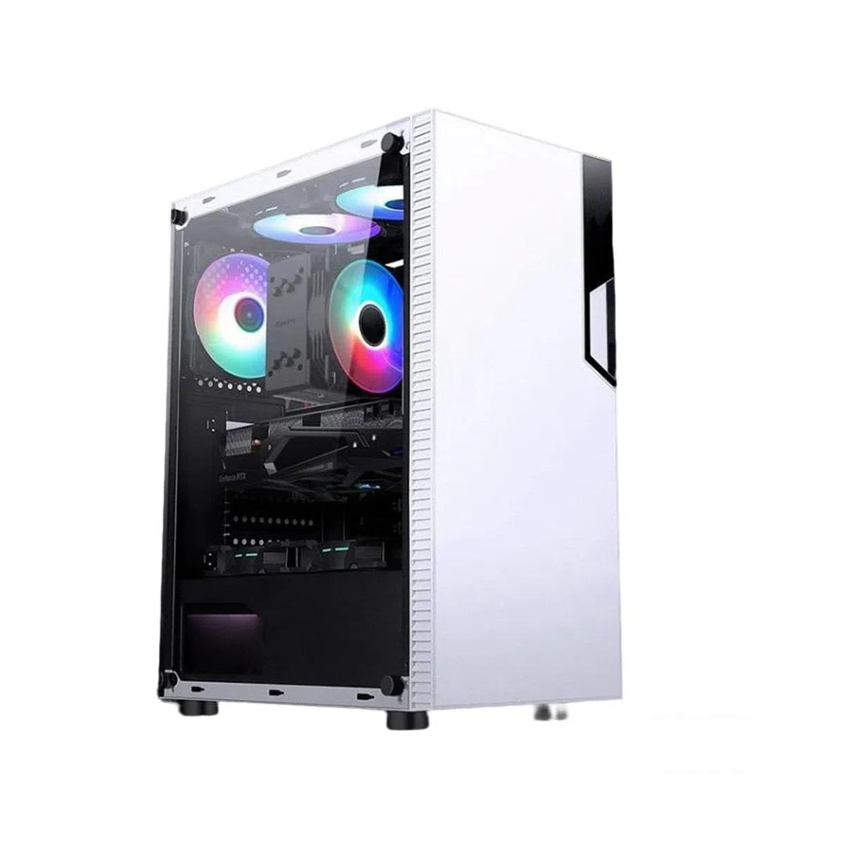 Generic Obudowa PC ATX Mid Tower, czarna, stalowa, 8-wentylatorowy system chłodzenia, 7 gniazd PCI, kompatybilne z ATX/M-/Mini-ITX, obsługa GPU 320 mm, kompilacja komputera do gier (biała)