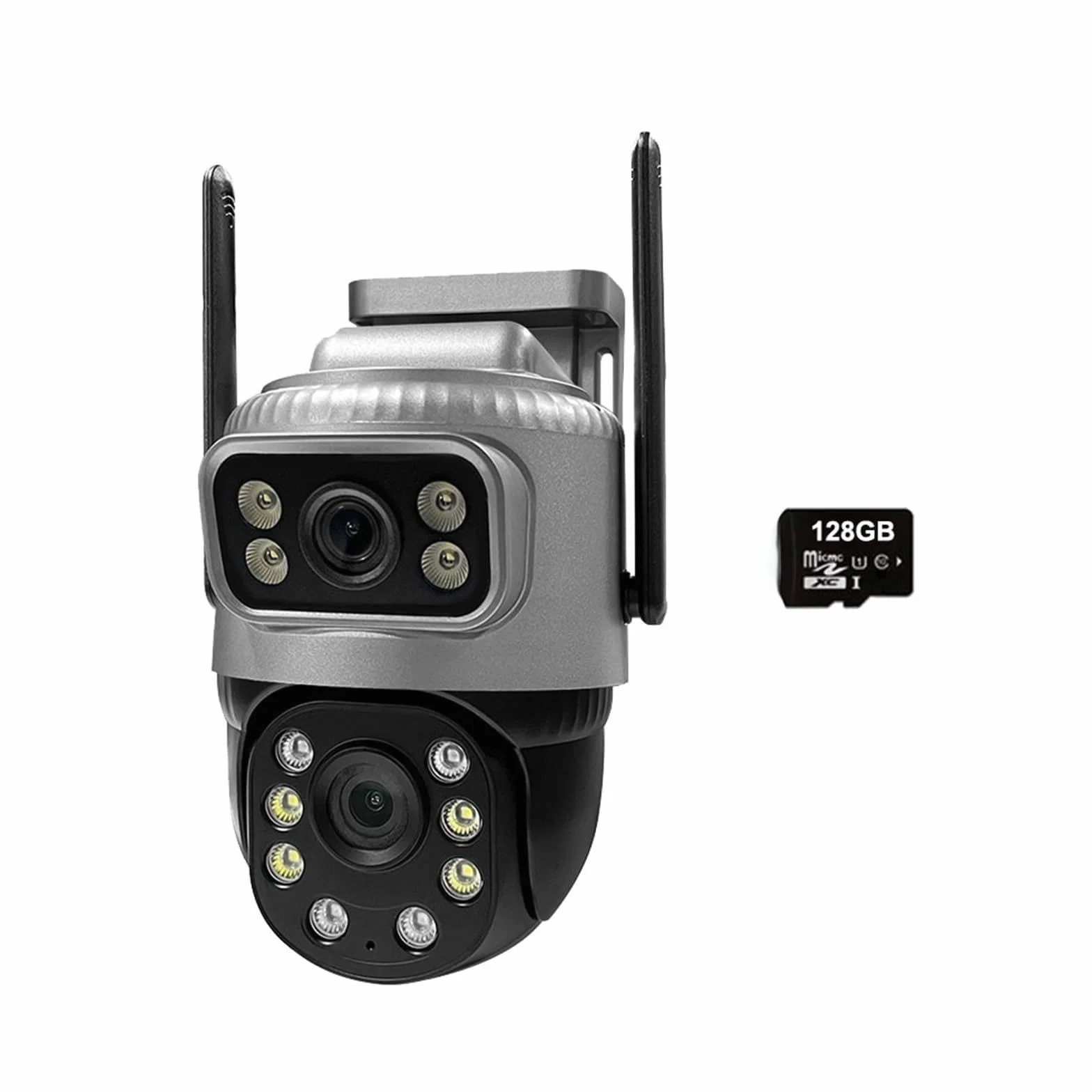 Kamera IP 4G z podwójnym obiektywem, 4 MP, 4K, wodoodporna, do monitoringu zewnętrznego, inteligentny dom, noktowizor, ochrona CCTV(WIFI Cam 128G Card)
