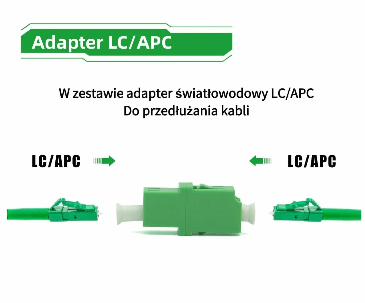 Kabel światłowodowy LC/APC do LC/APC, Przedłużacz z bezpłatnym adapterem, Światłowód Jednomodowy Prosty​​ (20m)