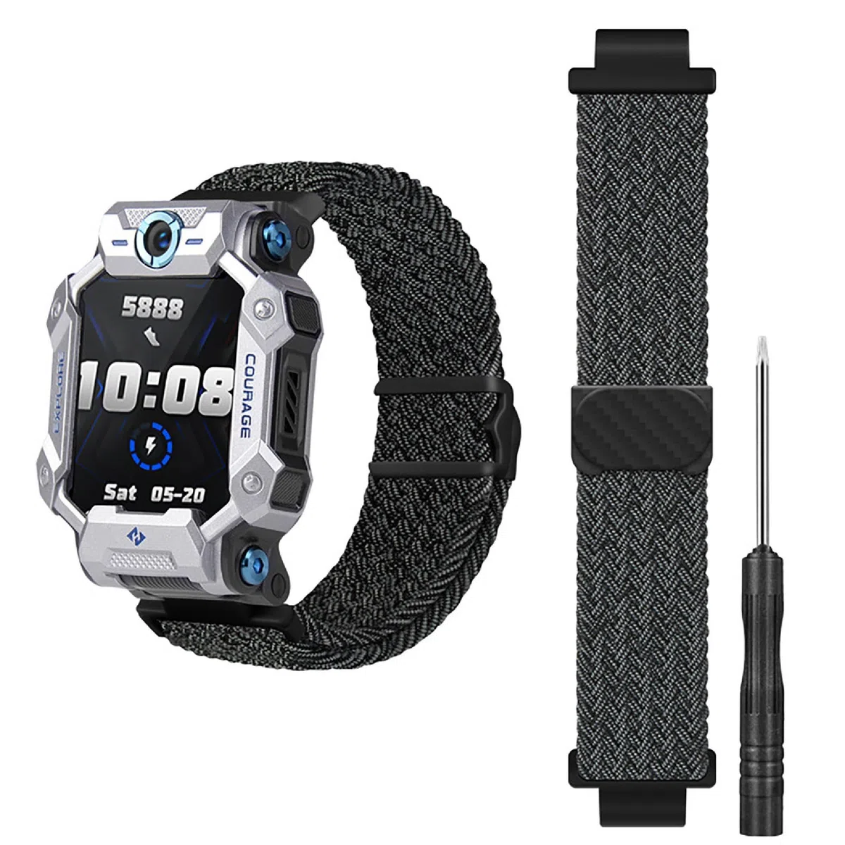 GIOPUEY Pasek kompatybilny z imoo Watch Phone Z7/Z6, elastyczny nylonowy pleciony pasek, zamiennik paska [unisex]