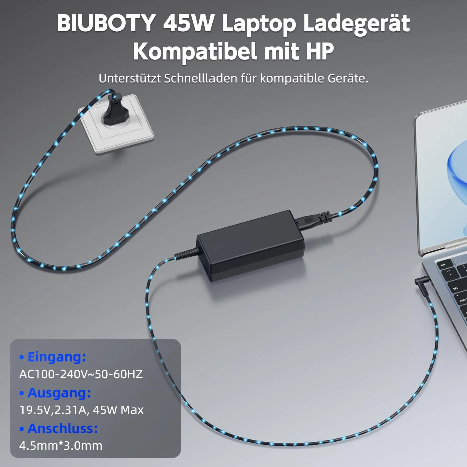 HP 45W Laptop Ładowarka do HP Probook 430 440 450 470 Elitebook 840 850 250 255 G3 G4 G5 G6 G7 G8 Pavilion X360 Notebook 14 15 Seria Zasilacz 19,5V 2.5 31A
