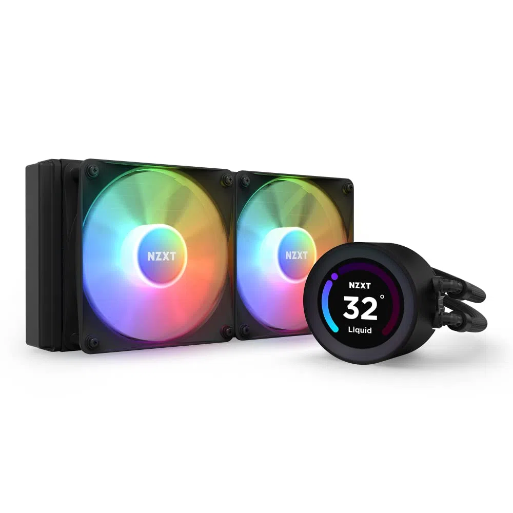 NZXT Kraken Elite 240 RGB - Chłodzenie AIO CPU 240mm, LCD - Czarny | Premium chłodzenie AIO RGB 240mm z konfigurowalnym LCD 2,36 cala. Szerokokątny ekran, wentylatory RGB Core, kontrola CAM.