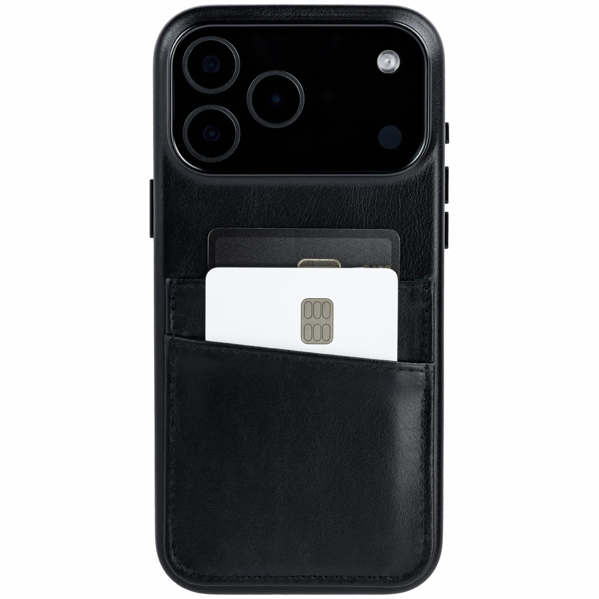 Dockem Etui na Karty ze Skóry Naturalnej dla iPhone 17 Pro Max z Przyciskiem Sterowania Aparatem i Uszyty Portfel z Dwoma Kieszeniami na Karty (Czarny, M2GL)