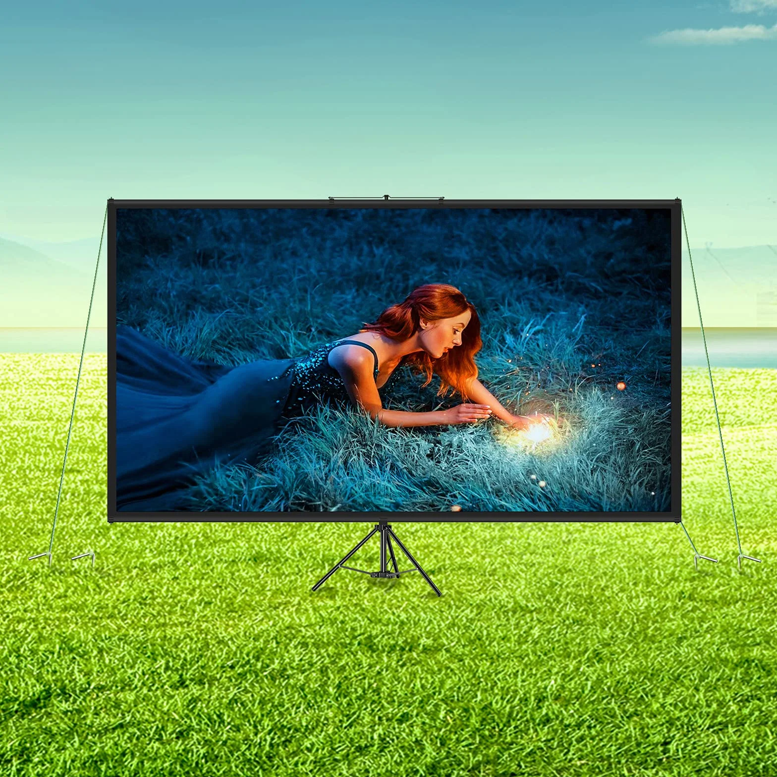 VEVOR Ekran projekcyjny ze statywem 80" 203,2 cm 16:9 4K HD Przenośne kino domowe
