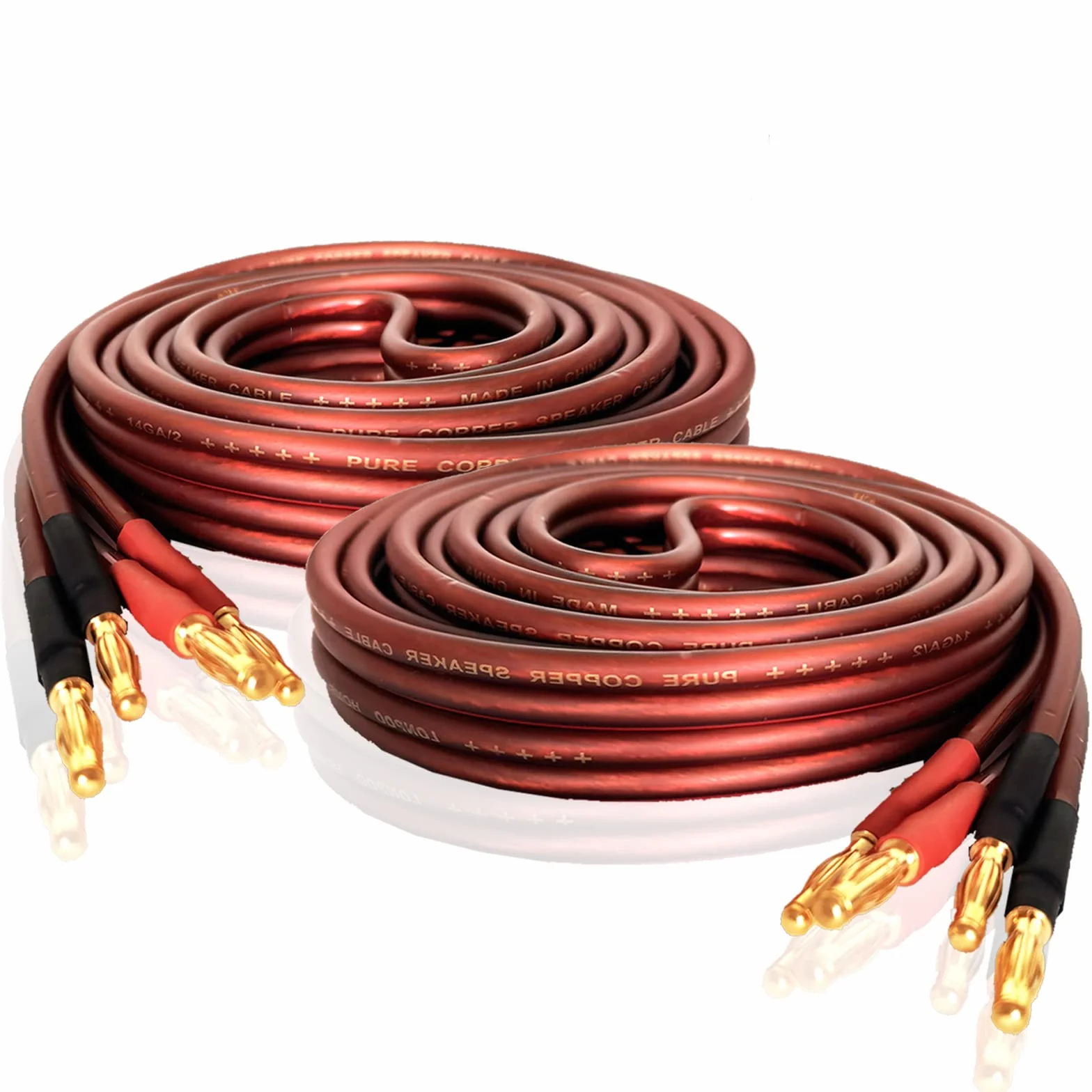 Kabel głośnikowy z czystej miedzi (z pozłacanymi wtyczkami bananowymi, 14 AWG, 2 m) – kabel audio LP42 HiFi głośniki głośniki
