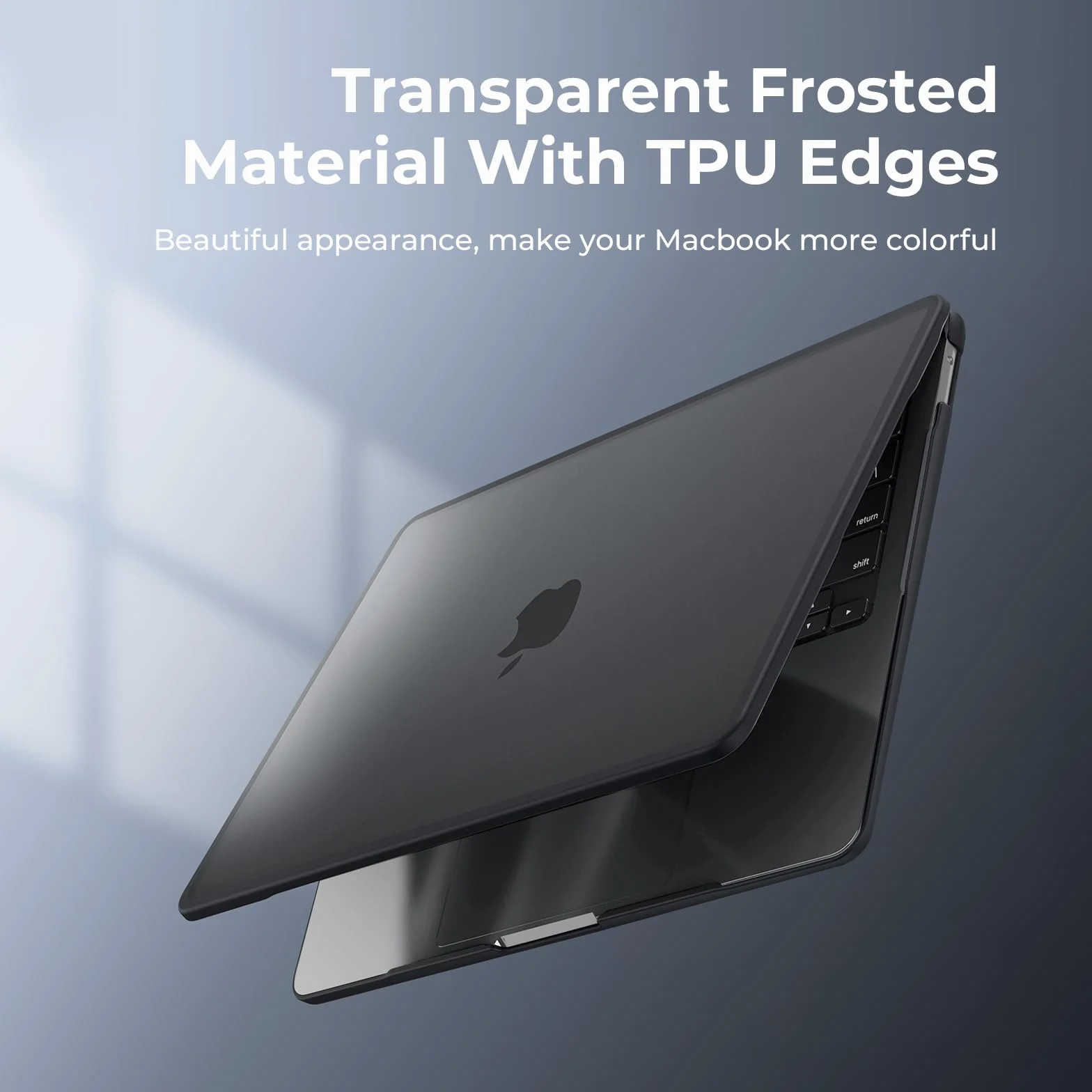 BlueSwan Etui kompatybilne z Macbook Air 13" M1 A2337 A2179 A1932, wydane w latach 2021-2018, Ramka TPU odporna na Pęknięcia + Matowa Osłona PC - Matowa czerń