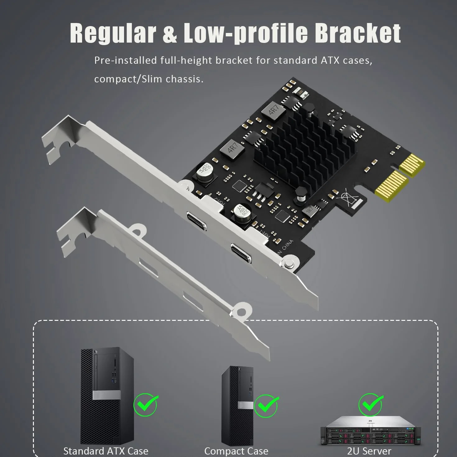 GLOTRENDS U3142X1 2 porty karta rozszerzeń USB PCIe 10Gb, 2 porty USB-C (USB 3.2 Gen 2), interfejs PCIe X1, kompatybilna z systemami Windows/Linux/macOS