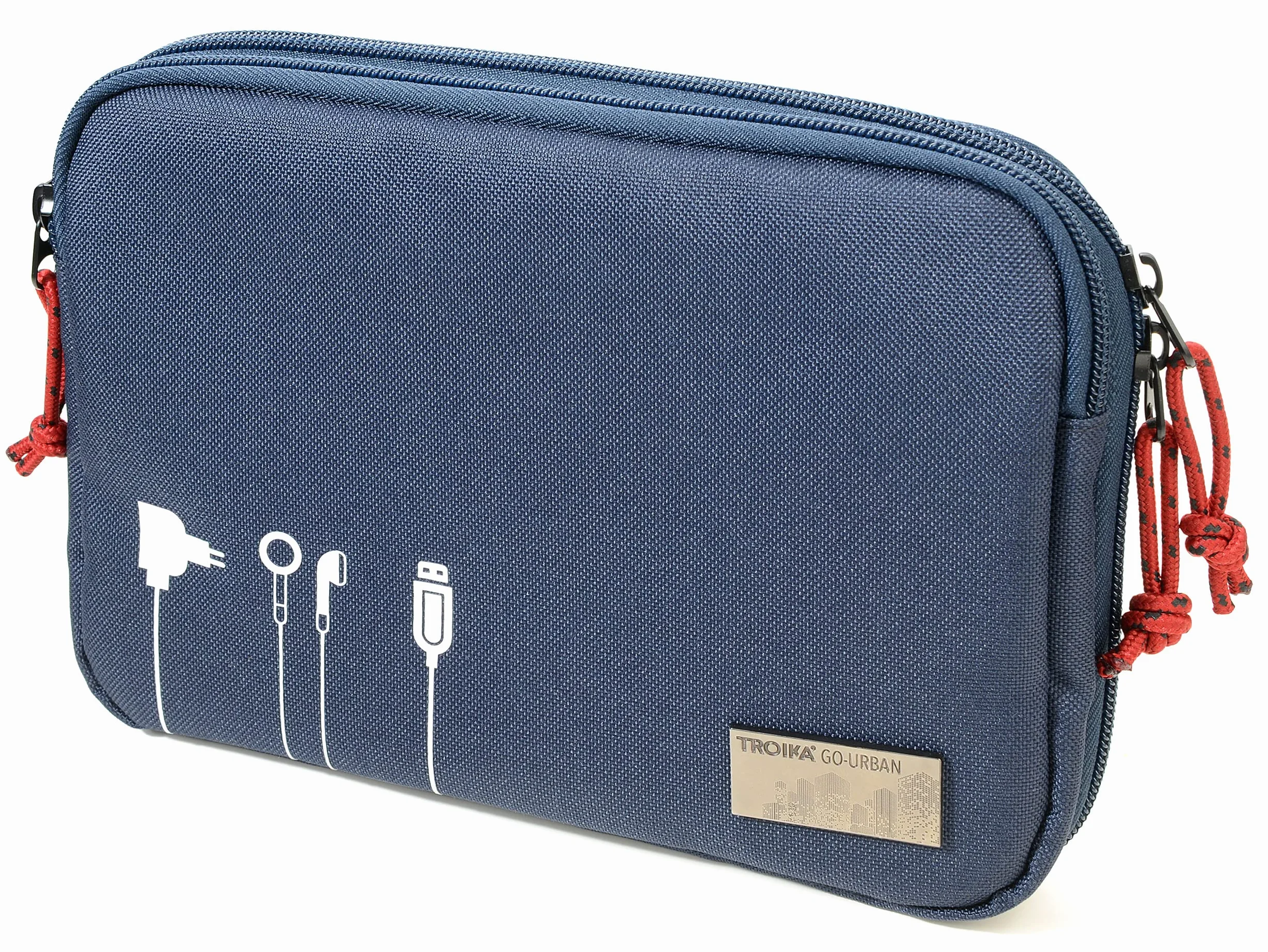 Troika Business Tech Pouch 2 torba na kable na akcesoria elektroniczne z poliestru w kolorze niebieskim, wymiary: 23,5 cm x 17 cm x 3,5 cm, BGO44/DB, niebieski, 23,5cm, Nowoczesny