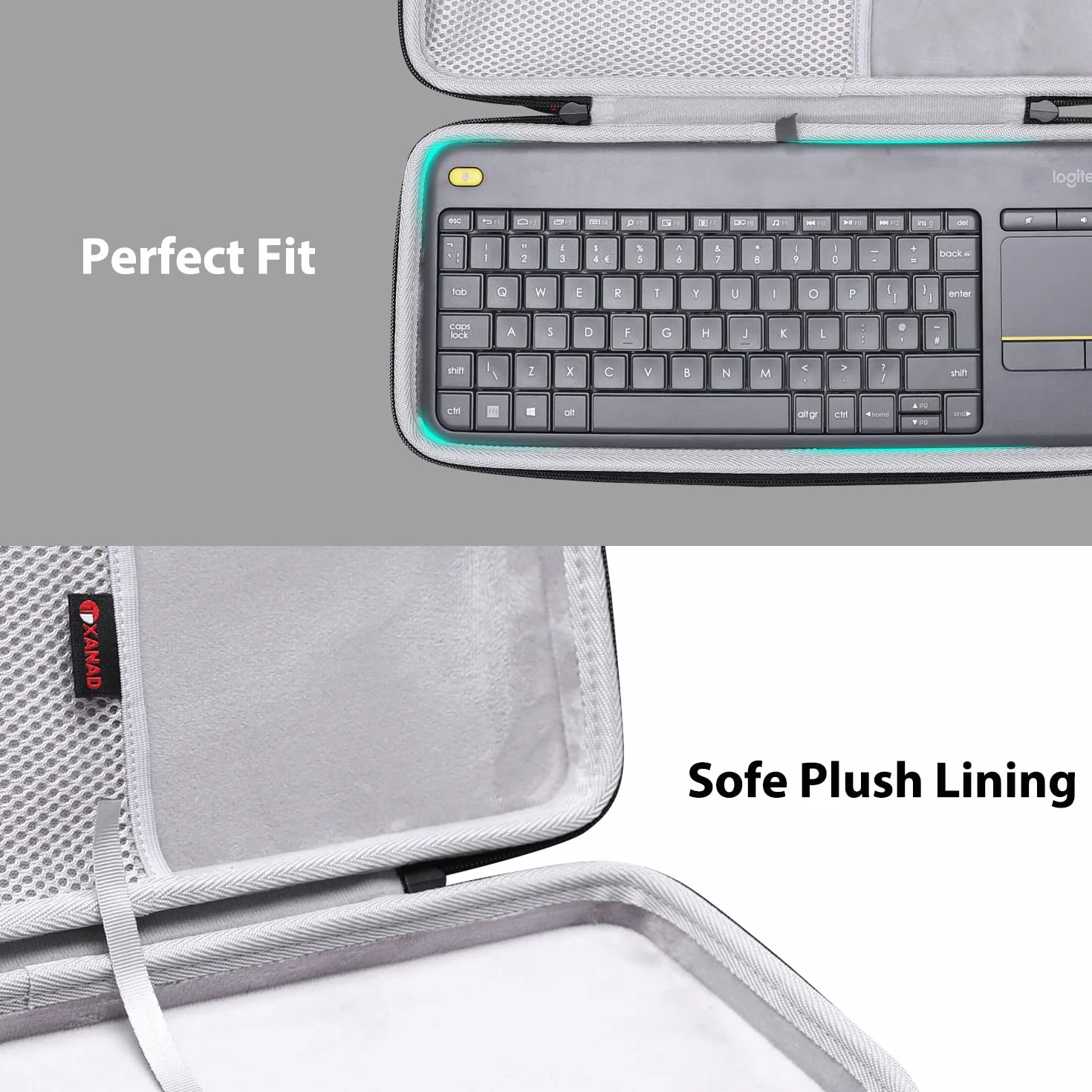XANAD Etui do Logitech MX Keys Mini / K380 / K400 Plus bezprzewodowa klawiatura etui do biura, na spotkania, podróże służbowe i podróże