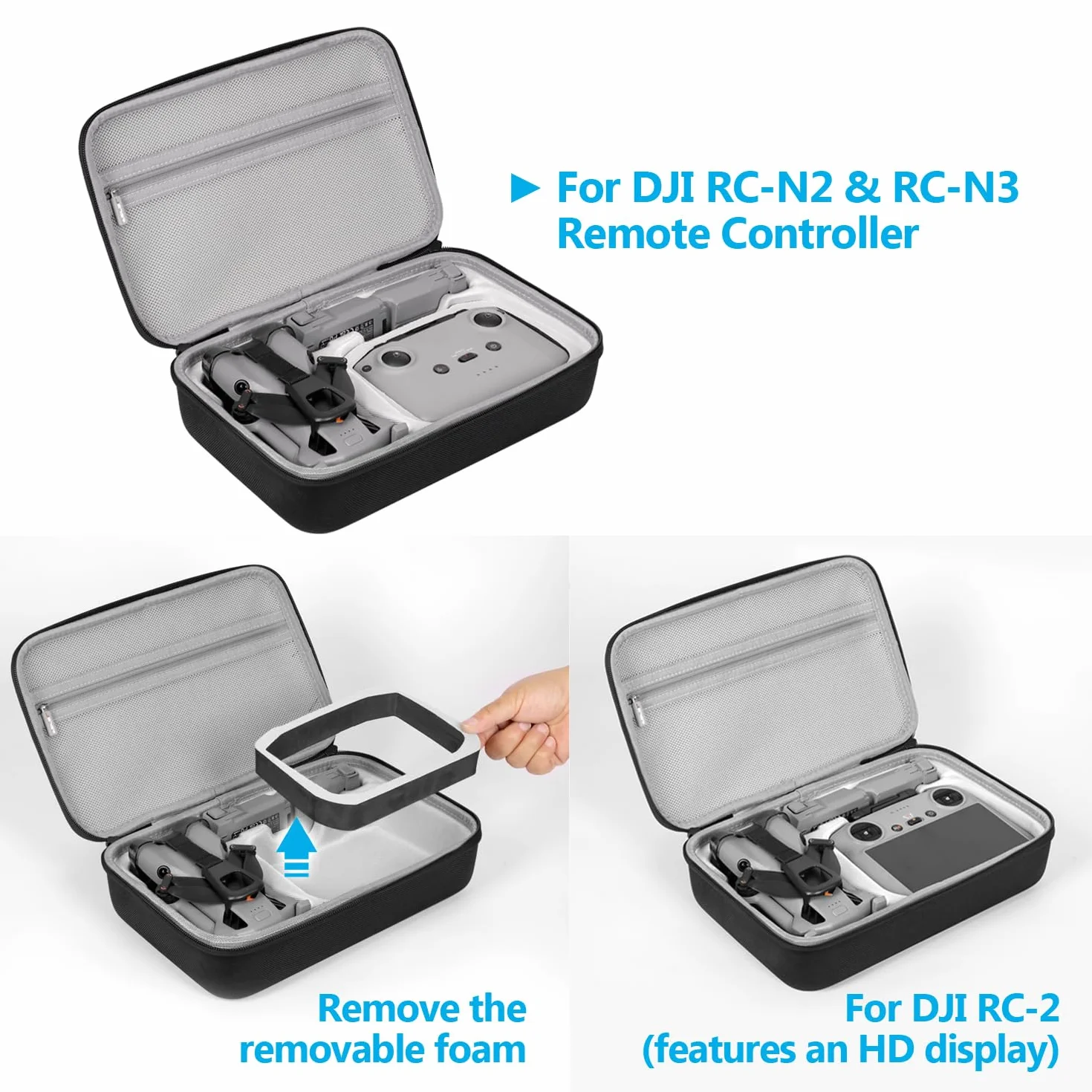 Torba JSVER DJI Mini 5 Pro,Futerał transportowy Mini 5 Pro,Futerał Transportowy na Kontroler RC 2/RC-N3,Ochronny na Drona Combo i Akcesoria–Czarny