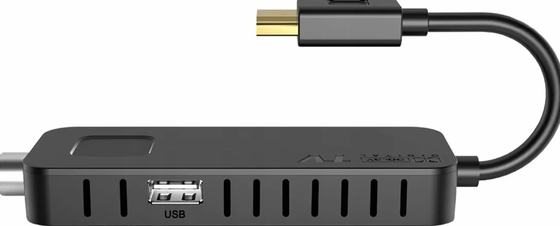LTC Mini DVB-T2 HD Stick Receiver, H.265 HEVC dekoder, Full HD 1080p, programowalny pilot zdalnego sterowania 2 w 1, nagrywanie PVR, USB, HDMI, czujnik podczerwieni, czarny