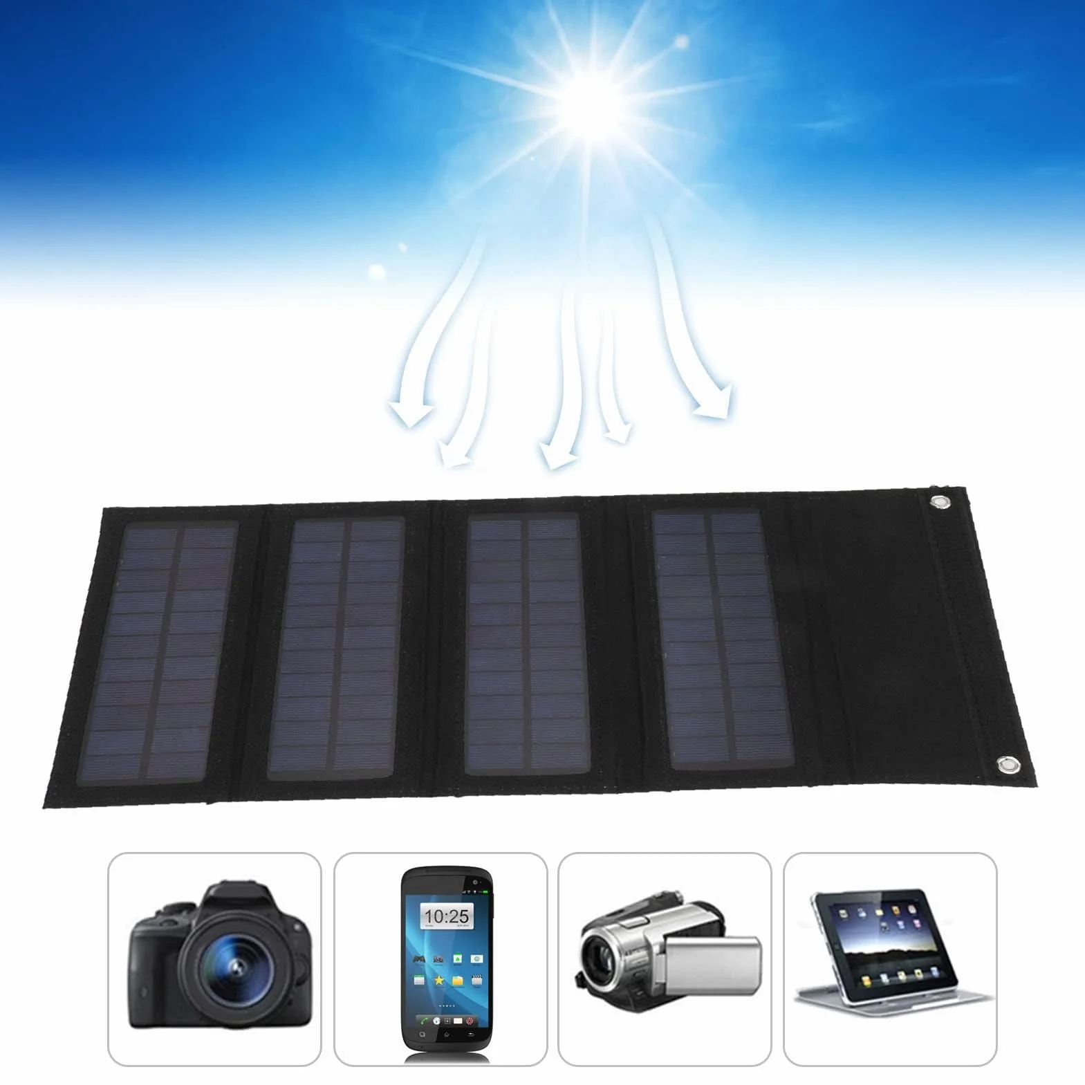 Trwała składana ładowarka panelu słonecznego 40 W na zewnątrz, kemping, wędrówki, przenośny monokrystaliczny panel słoneczny (BLACK)