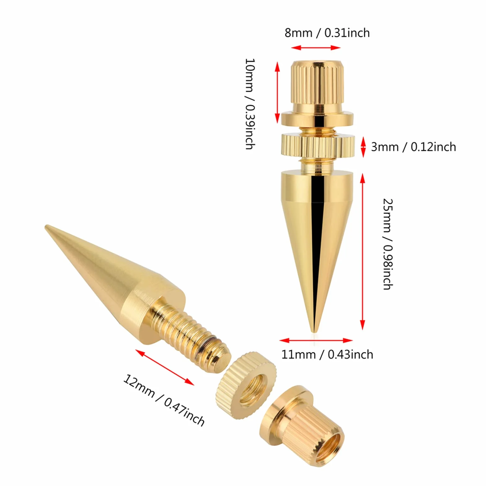 Podkładki do Kolców Głośnikowych 8 par 6x36 mm Kolce Izolujące Głośnik z Antypoślizgową Podstawą