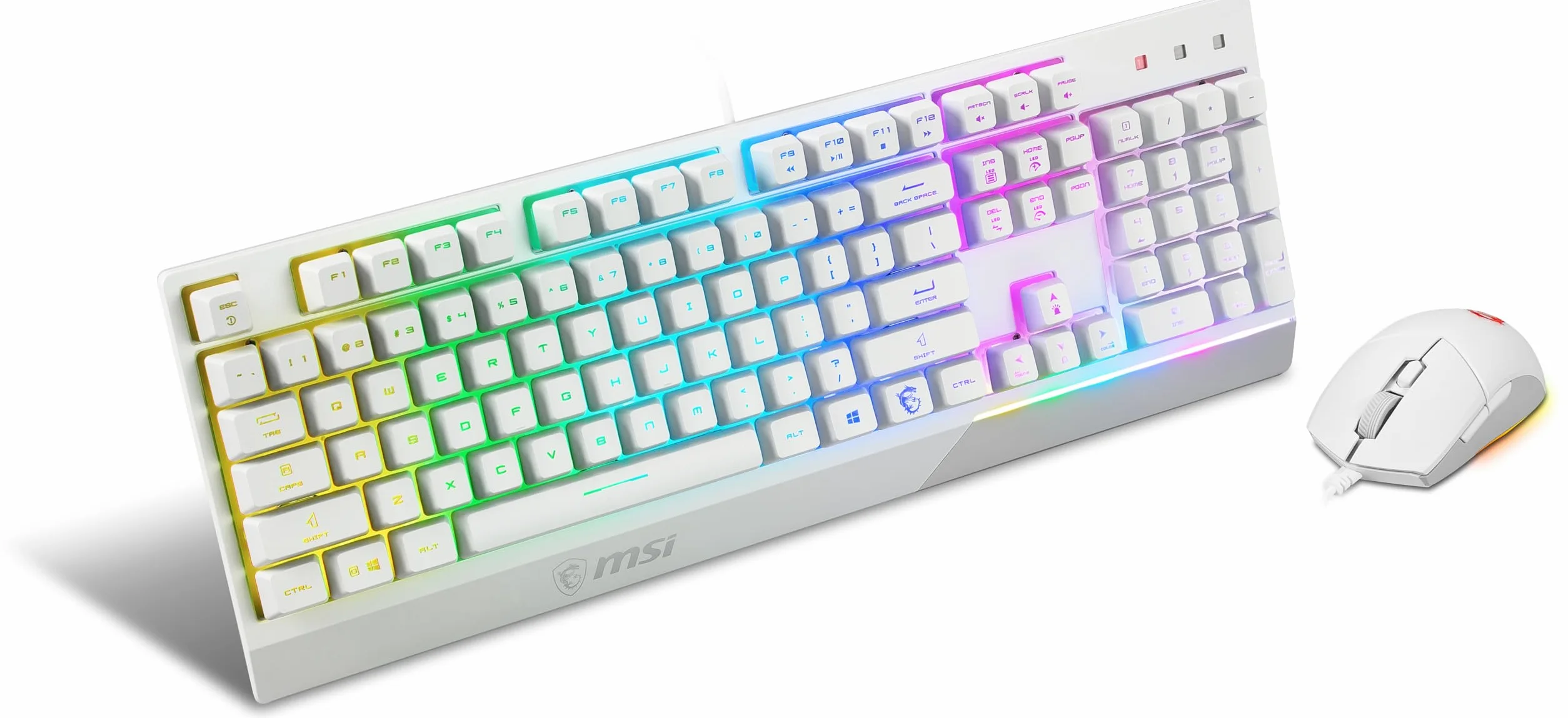 MSI Vigor GK30 Combo White DE GK30 klawiatura gamingowa i mysz gamingowa GM11 (przewodowa, przełącznik Plunger, układ QWERTZ, biała, RGB)