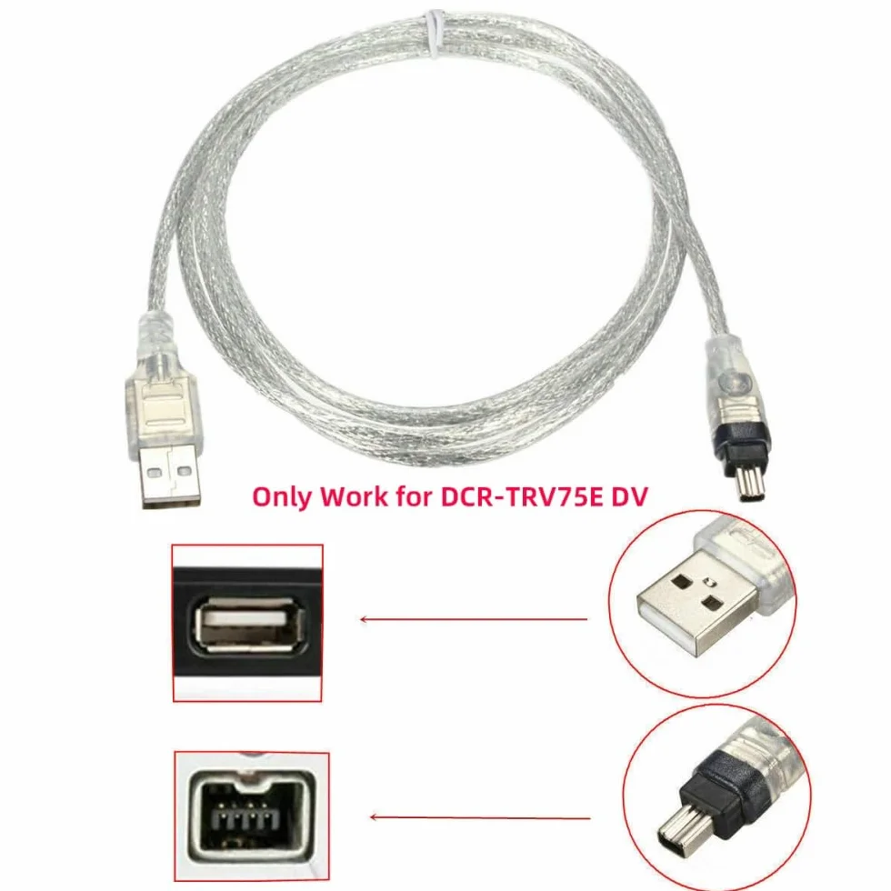 USB męski na Firewire IEEE 1394 4-pinowy męski kabel adaptera iLink do DCR-TRV75E DV 1 m kabel USB Firewire