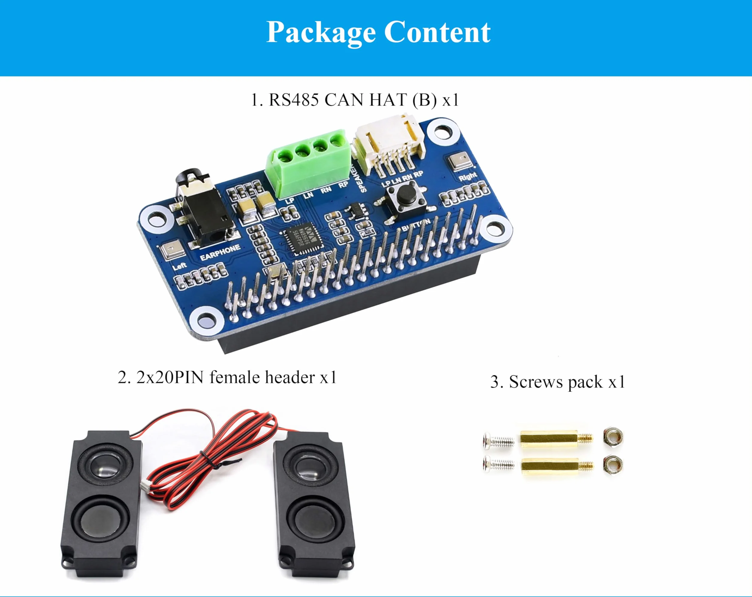 WM8960 Audio HAT kompatybilny z Raspberry Pi 5/4B/3B+/3B, Hi-Fi karta dźwiękowa stereo CODEC