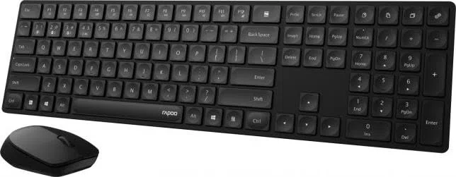 Rapoo Zestaw bezprzewodowy mysz + klawiatura (myszka komputerowa, mouse, keyboard, wireless, Bluetooth, 1300 DPI, odbiornik USB) czarny
