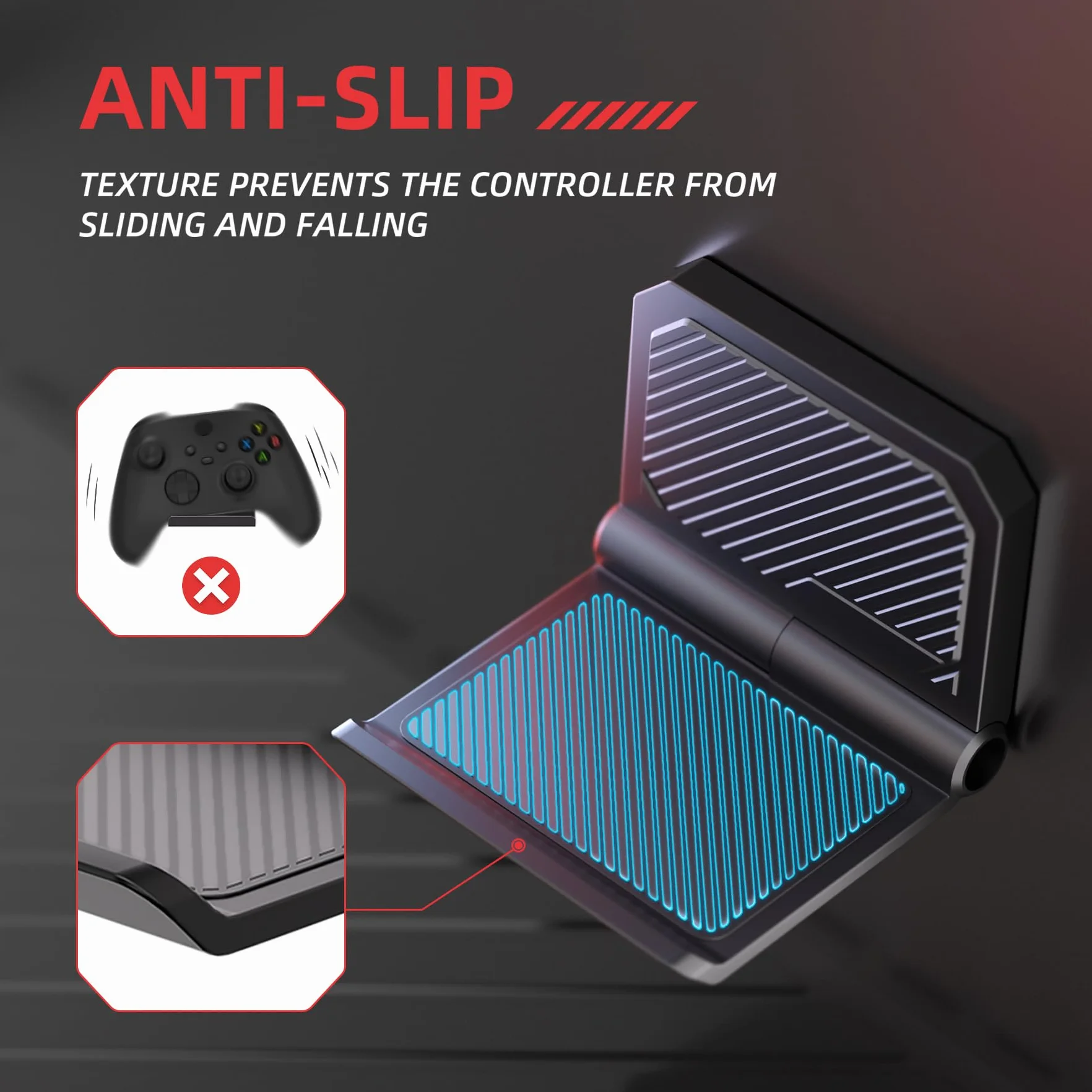 PlayVital FOLD Stojak na Kontroler do ps5 Uchwyt Ścienny Stojak do Xbox Series X/S,do Switch Pro Wieszak na Słuchawki do Xbox Wireless Headset,for Pulse 3D Headset-Czarny(4 Zestaw)
