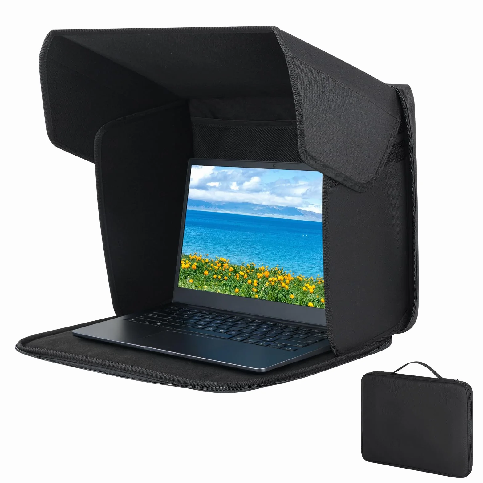 Uniwersalna ochrona przed słońcem na laptopa, składana torba na laptopa 2 w 1, osłona przeciwsłoneczna i ochrona przed wzrokiem, do laptopa o przekątnej ekranu 12-16", przenośna ochrona przed