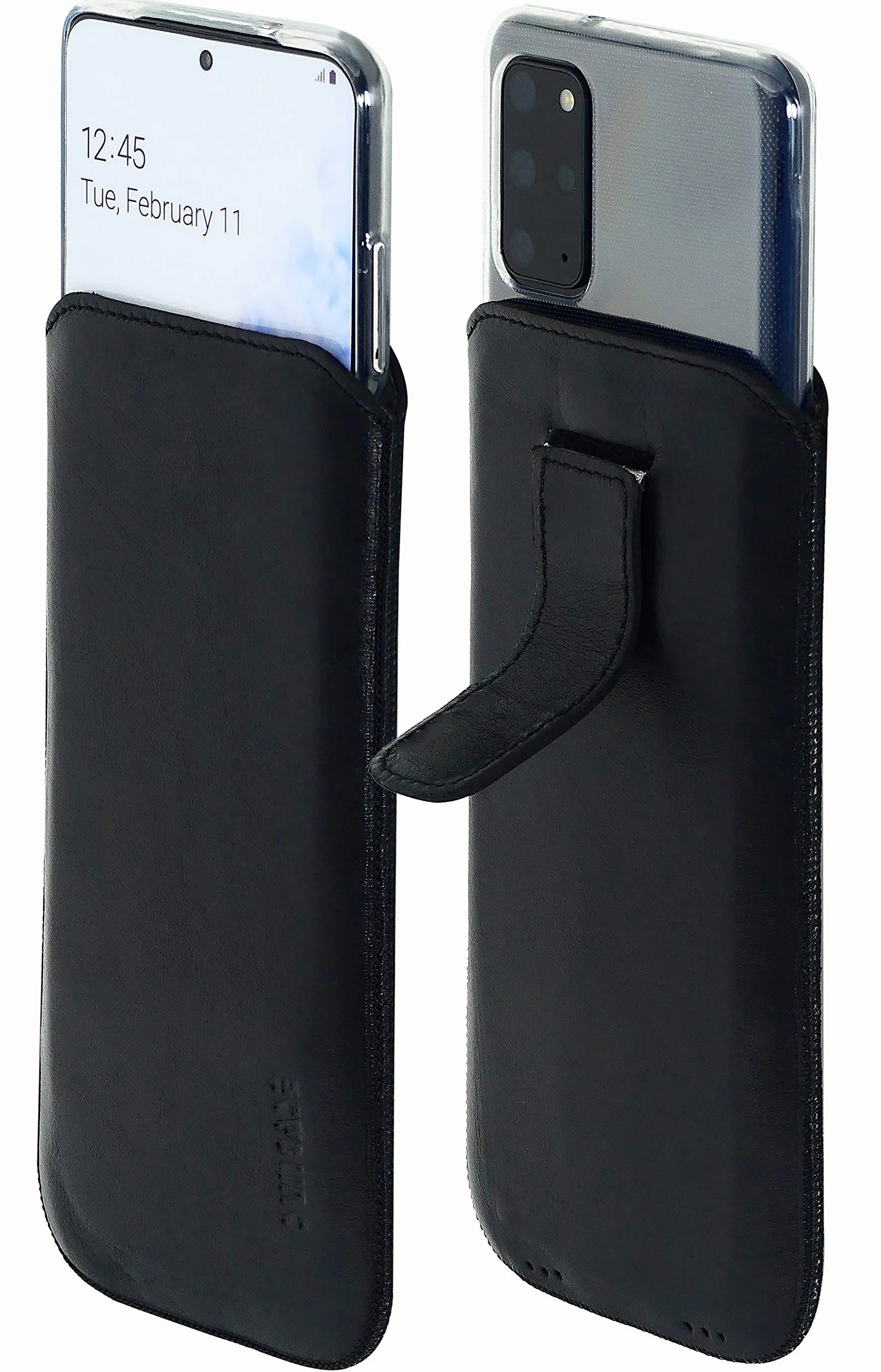 Suncase Prawdziwy skórzany pokrowiec etui kompatybilne z Motorola Edge 30 Pro czarny