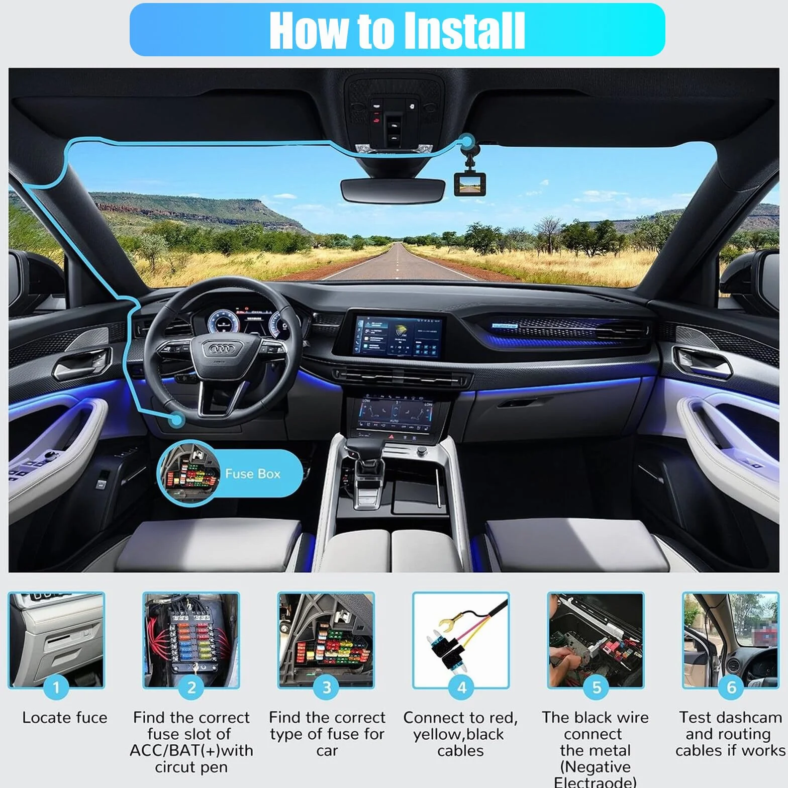 Zestaw Hardwire dla F7N wersja Typ-C Dashcam: zestaw Hardwire z łącznikiem Typ-C dla kamery samochodowej, monitoring parkowania, 12V/24V do 5V, kamera Dashcam z Hardwire i ochroną przed niskimi