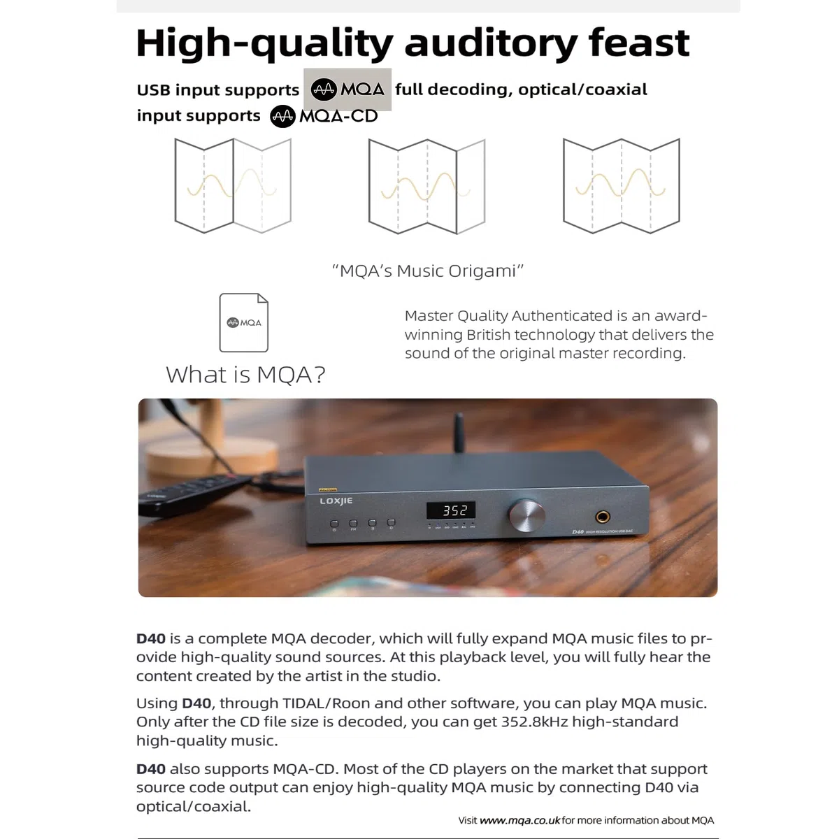 Loxjie D40 Premium wzmacniacz HiFi słuchawek z 2xES9068AS-Chip, obsługuje wejście USB/Optyczne/Koncentryczne/AES (EBU)/I²s