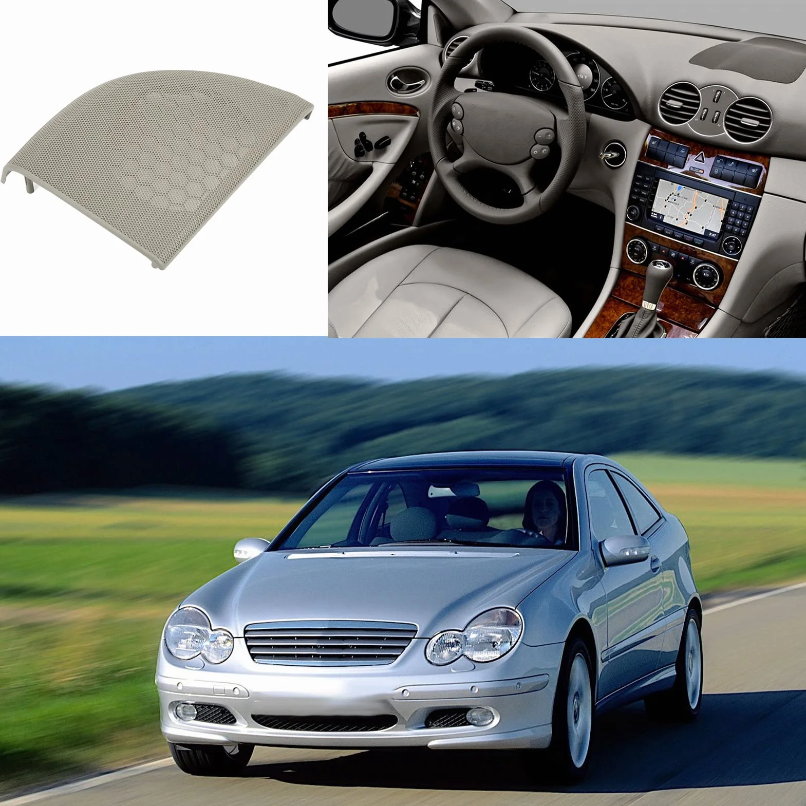 Osłona Głośnika Słupkowego Lewa A20372703887E94 Szary Zamiennik ABS dla W203 C Class Coupe CLC,Panele i maskownice głośników