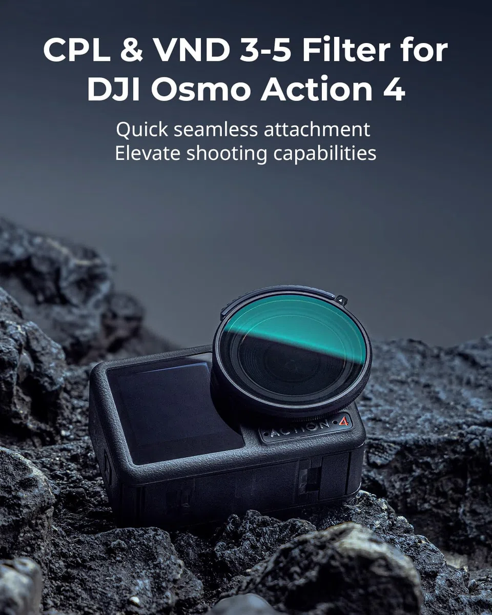 SMALLRIG Filtr CPL i VND 3-5 do DJI Osmo Action 4, łączący filtry ND8, ND16, ND32, CPL w jednym, akcesoria do filtrów polaryzacyjnych o neutralnej gęstości, wielowarstwowe szkło optyczne HD