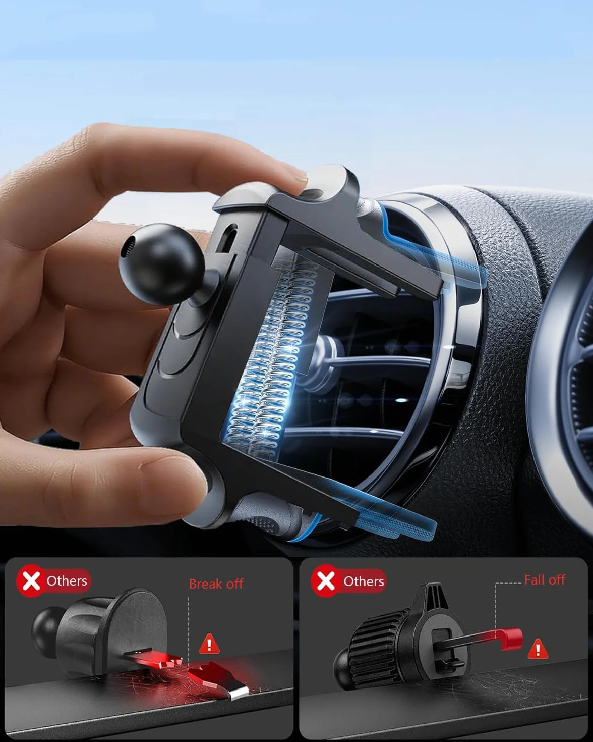 ICAILIN Samochodowy uchwyt na telefon kompatybilny z Mercedes Benz A/B/C/E/S-Class, Mini-Countryman/Cooper s automatyczne blokowanie, uniwersalny uchwyt na telefon komórkowy, akcesoria Mercedes Benz,