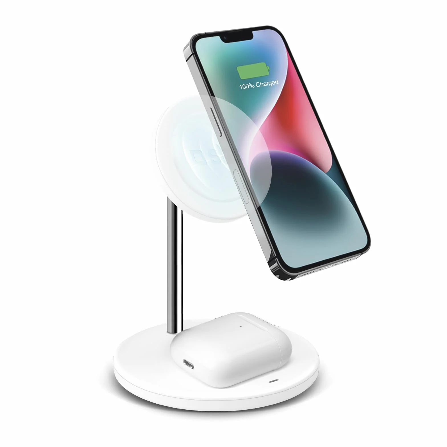 SBS Stacja Ładowania Bezprzewodowego 2w1 15W MagSafe Magnetyczne Smartfon Słuchawki Biały