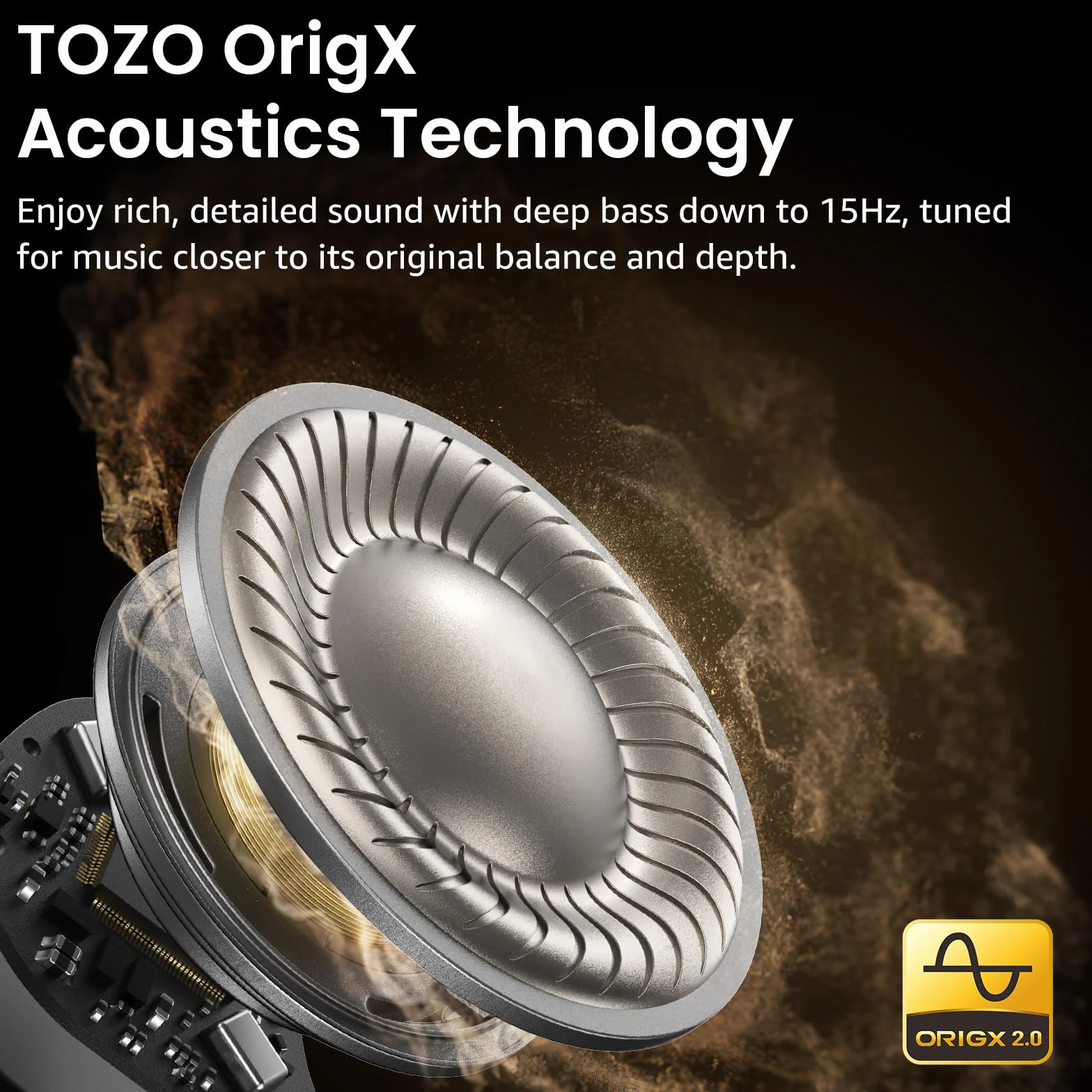 TOZO NC9 Hybrydowe słuchawki douszne z aktywną redukcją szumów, bezprzewodowe słuchawki douszne 45 dB ANC, 6 mikrofonów ENC do wyraźnych połączeń, głęboki bas, czas odtwarzania 60 h, wodoodporność