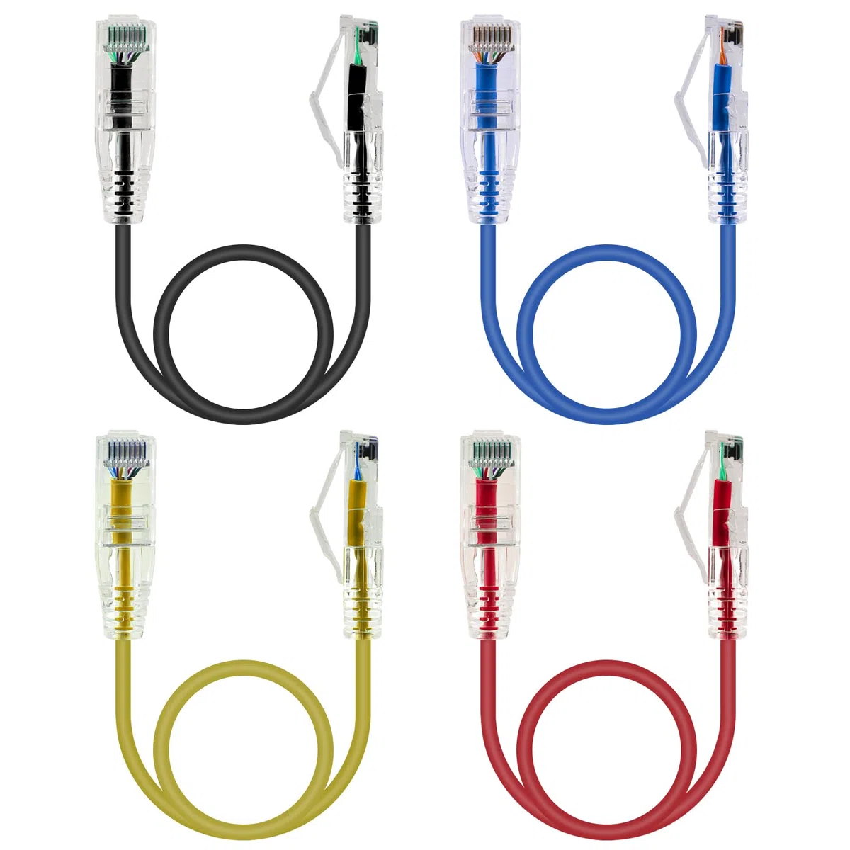 GeeekPi Kabel krosowy Ethernet Cat6A, 4 szt., 20 cm, krótki ekranowany kabel sieciowy RJ45 Snagless, 10 Gb/s, 500 MHz, 28 AWG, wielokolorowy 4-pak (50 cm)