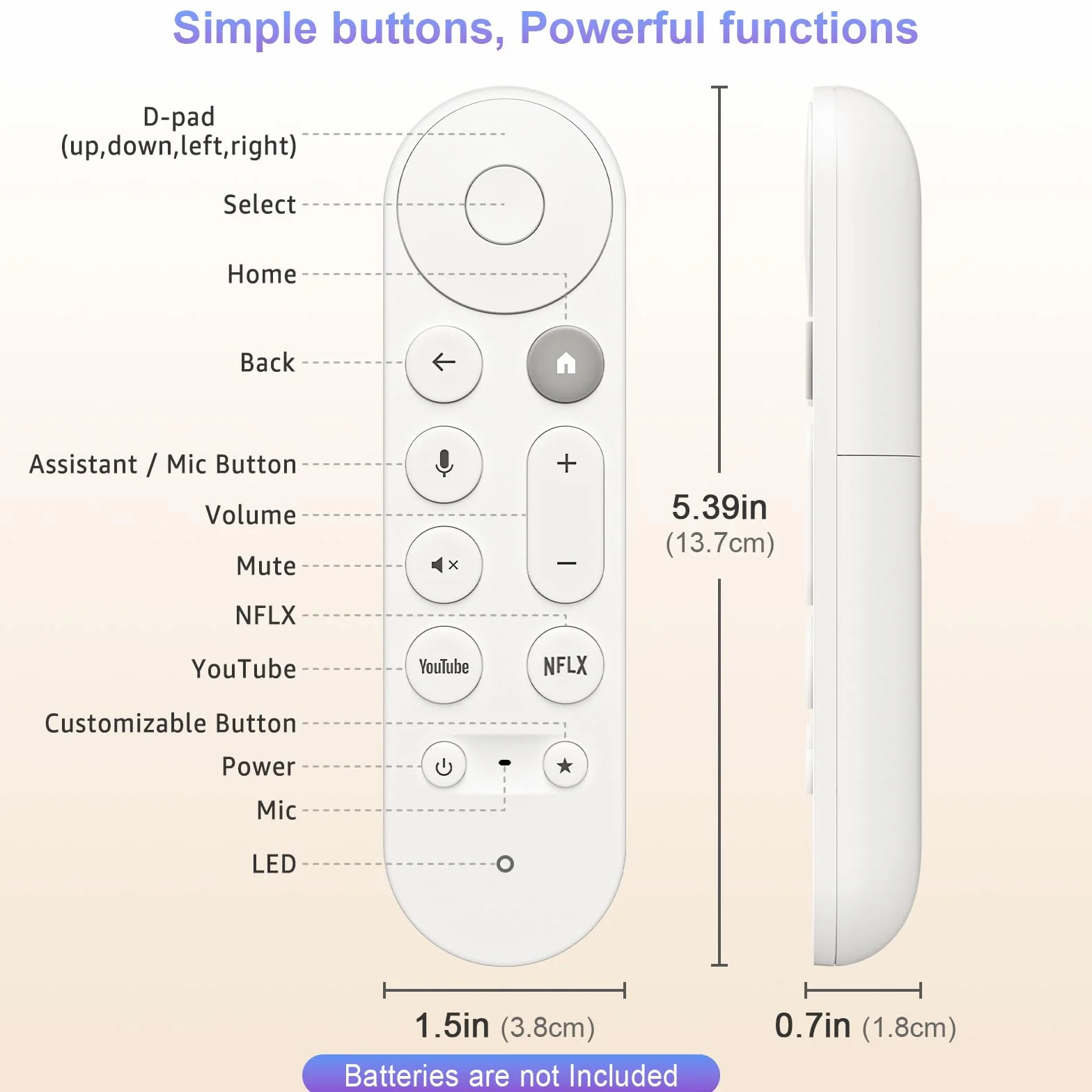 Zdalny pilot głosowy zastępujący pilota Google TV Streamer Remote (4K), uniwersalny dla pilota Chromecast z Google TV Remote (4K/HD)