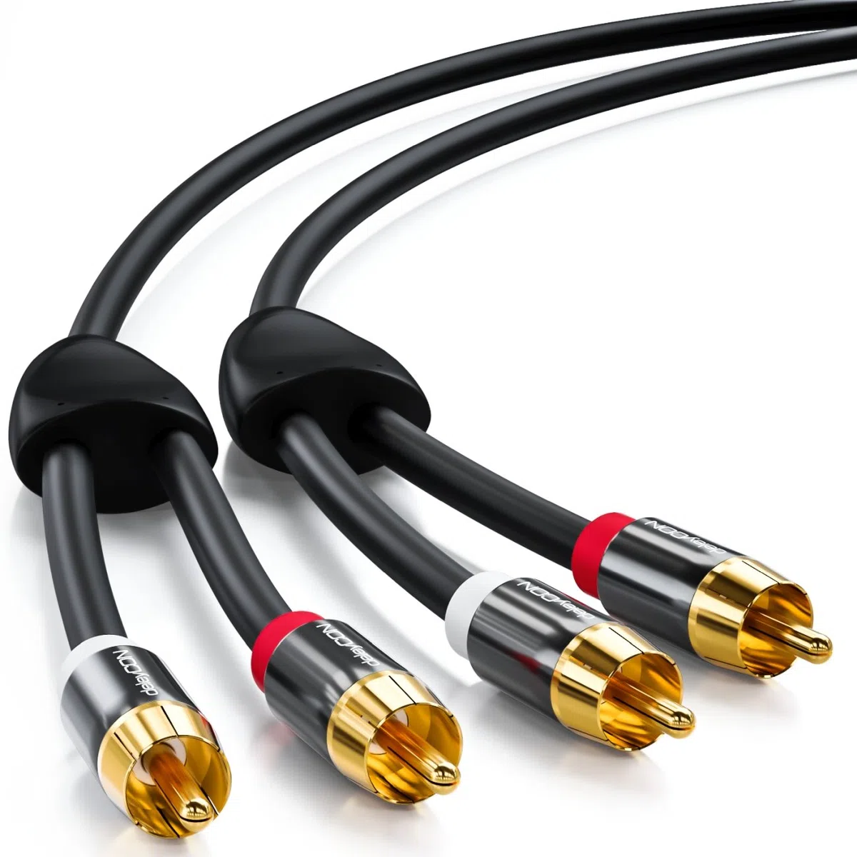 deleyCON 0,5m Kabel Cinch Stereo Audio RCA - 2x Wtyk - do Zestawu HiFi, Odbiornika HiFi, Kina Domowego, Odtwarzacza Blu-Ray - Czarny
