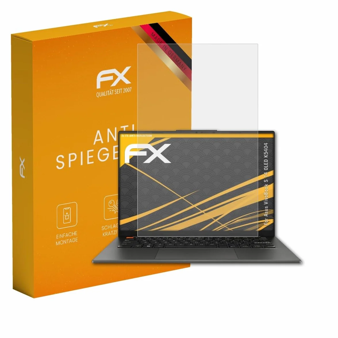 atFoliX Folia ochronna kompatybilny z Asus VivoBook S 14 OLED K5404 Folia ochronna na ekran, antyrefleksyjne i amortyzujace FX Folia (2X)